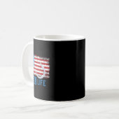 アメリカグランジ国旗の漁師グラフィック コーヒーマグカップ (正面左)