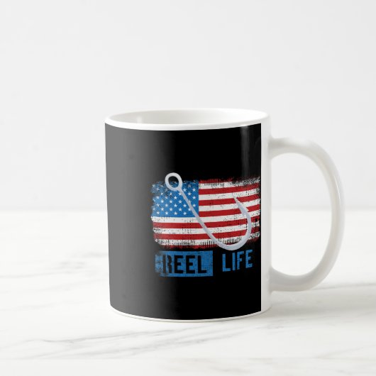 アメリカグランジ国旗の漁師グラフィック コーヒーマグカップ (右)