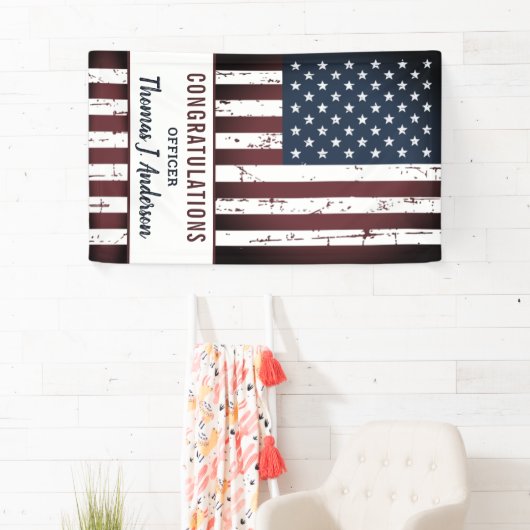 アメリカグランジ国旗の警察軍隊退職 横断幕 (インサイチュ)