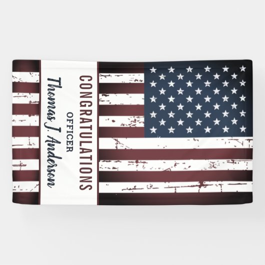 アメリカグランジ国旗の警察軍隊退職 横断幕 (横)