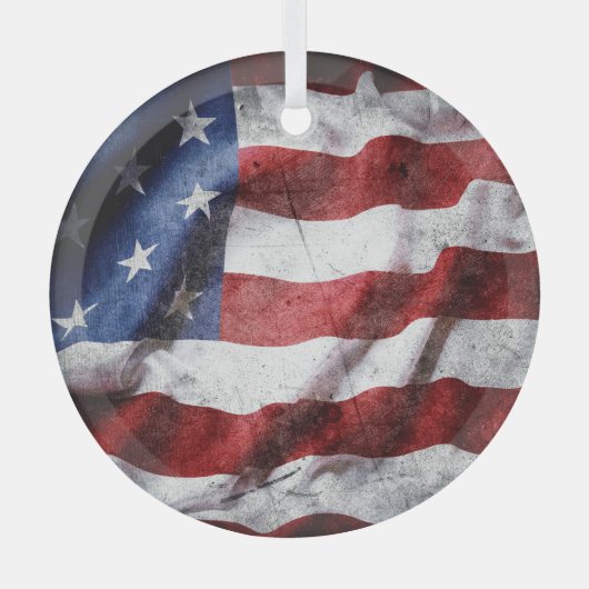 アメリカグランジ国旗を閉じる。 ガラスオーナメント (正面)