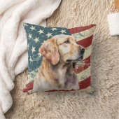 アメリカグランジ国旗ゴールデンレトリバードッグ クッション (ブランケット)