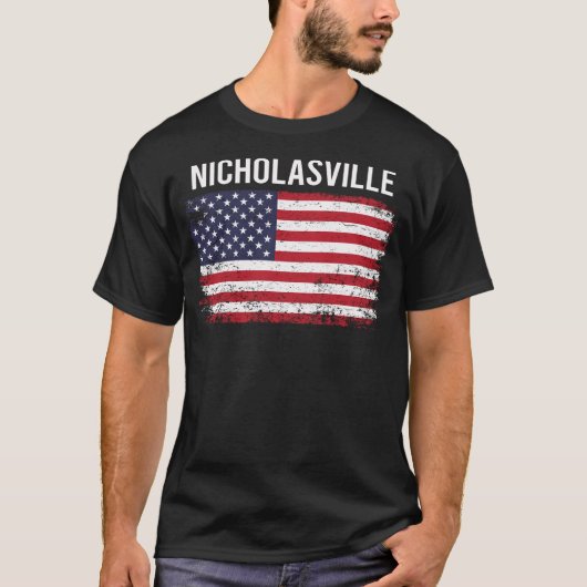 アメリカグランジ国旗ニコラスビル Tシャツ (正面)