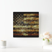 アメリカグランジ国旗 スクエア壁時計 (ホーム)