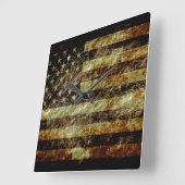 アメリカグランジ国旗 スクエア壁時計 (傾斜)