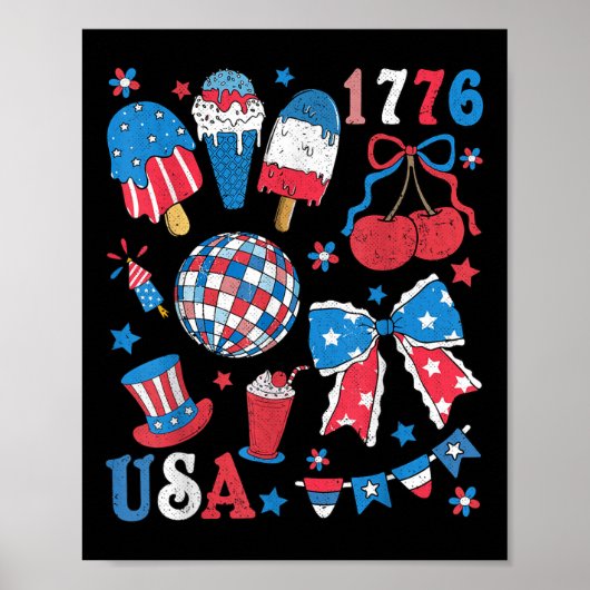 アメリカコケットBowアメリカ愛国的な7月の子供の4th ポスター (正面)