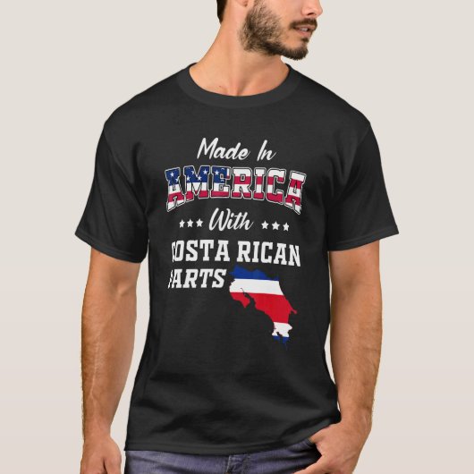 アメリカコスタリカパーツコスタリカの地図アメリカ国旗 Tシャツ (正面)