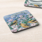 アメリカコメワリの花 Hand Painted Original コースター (左側)