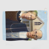 アメリカゴシックラシックク絵画グラント材 ゴルフタオル (横)