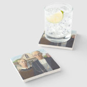 アメリカゴシックラシックク絵画グラント材 ストーンコースター (横)