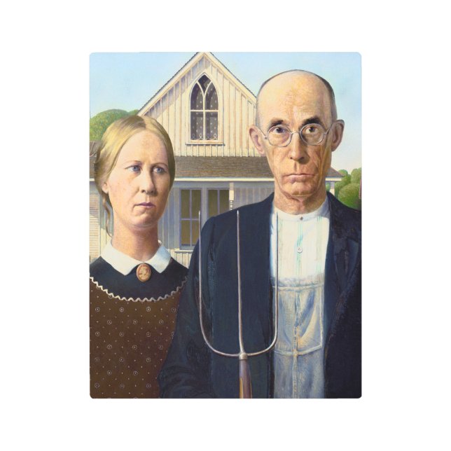 アメリカゴシックラシックク絵画グラント材 メタルプリント (正面)