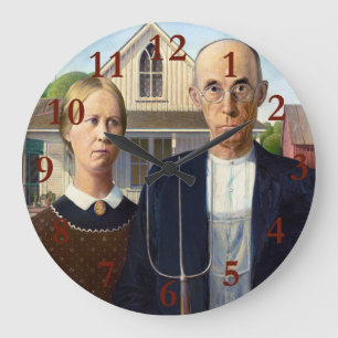 アメリカゴシックラシックク絵画グラント材 ラージ壁時計