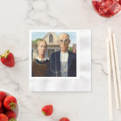 アメリカゴシックラシックク絵画グラント材 縁ありカクテルナプキン (インサイチュ)