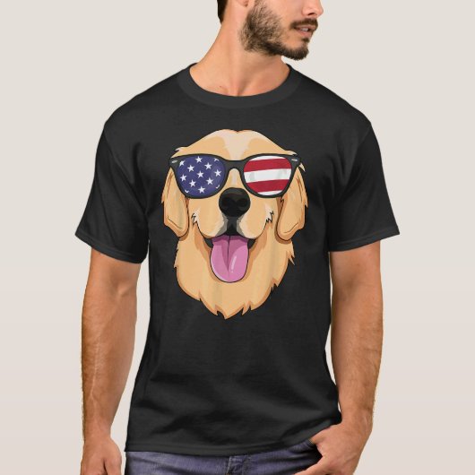 アメリカゴールデンレトリバー4th Of 7月男性へ少年 Tシャツ (正面)