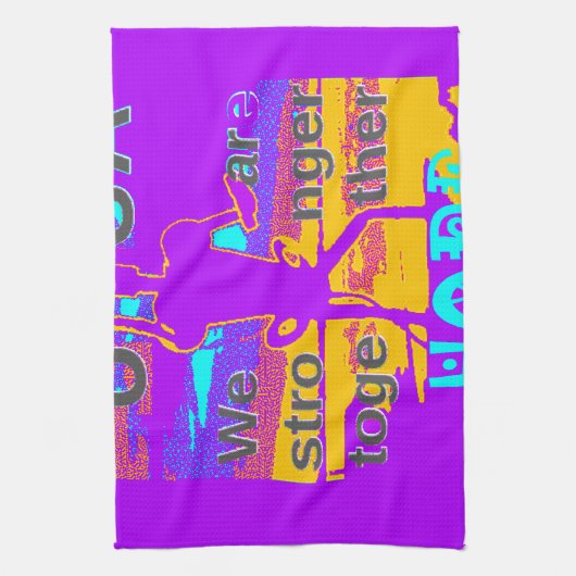 アメリカサイケデリックの希望:ネオン・ユニティ・アート キッチンタオル (縦)