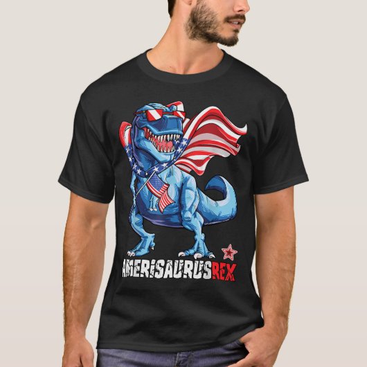 アメリカサウルスTシャツ 4th of July 恐竜 Tシャツ (正面)