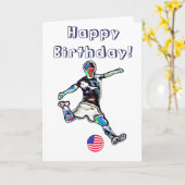 アメリカサッカーのバースデーカード カード (黄色い花)