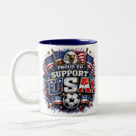 アメリカサッカーファン応援グッズ | PROUD TO SUPPORT USA  ツートーンマグカップ