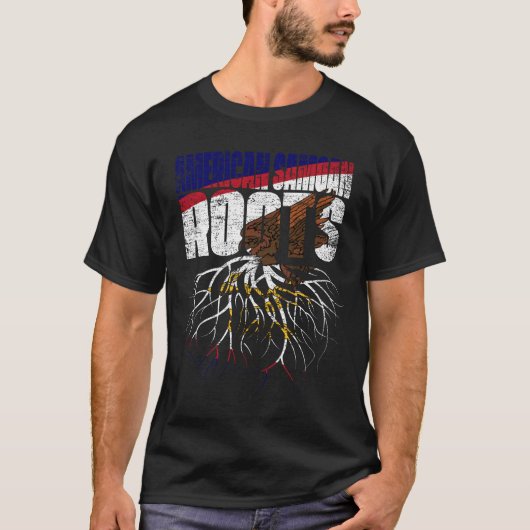 アメリカサモアンルーツアメリカサモア伝統国旗 Tシャツ (正面)