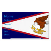 アメリカサモア国旗を掲げた名刺マグネット マグネット名刺 (正面)