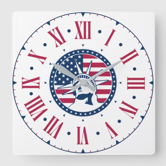 アメリカザはっきりしたスクエアウォールクロック スクエア壁時計 (正面)