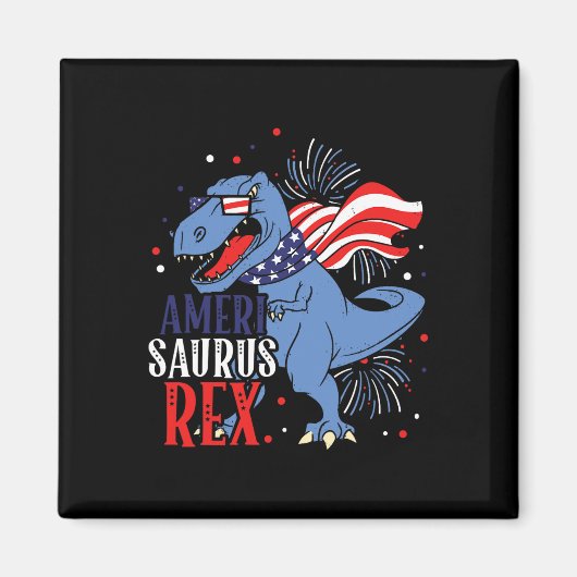 アメリカザウルスレックス7月4日恐竜独立記念日 マグネット (正面)