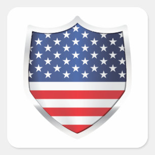アメリカシルバーシールド国旗 スクエアシール