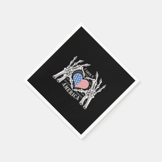 アメリカスカルスケルトンハンドアートワーク編集可能レイヤー スタンダードカクテルナプキン (角)