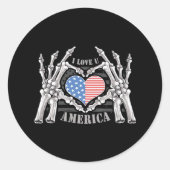 アメリカスカルスケルトンハンドアートワーク編集可能レイヤー ラウンドシール (正面)