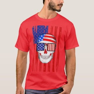 アメリカスカル国旗の愛国心 Tシャツ
