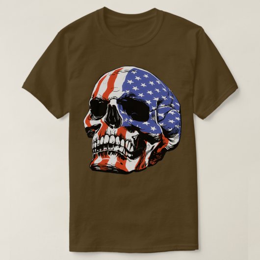 アメリカスカル愛国心 Tシャツ (デザイン正面)