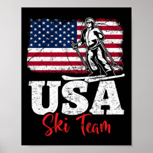 アメリカスキーチーム USA スキー 冬のスポーツ スキーを楽しむ ポスター