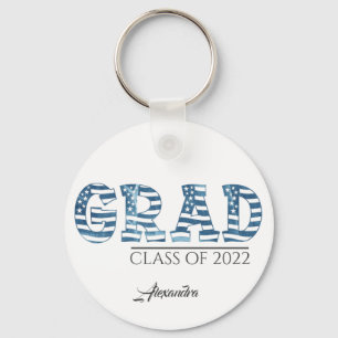 アメリカスタイリッシュ国旗のカスタム文字卒業 キーホルダー