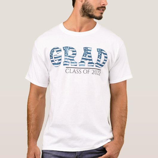 アメリカスタイリッシュ国旗のカスタム文字卒業 Tシャツ (正面)