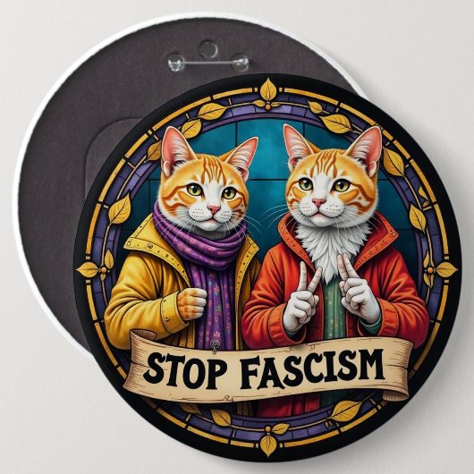 アメリカストップのファシズム 缶バッジ (正面&裏面)