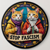 アメリカストップのファシズム 缶バッジ (正面)