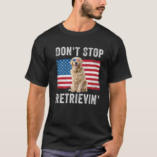 アメリカストップ国旗を取り出さないゴールデン・レトリーブ Tシャツ