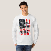 アメリカストライプ国旗を使用した星、投票 Tシャツ (正面フル)