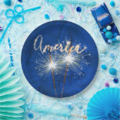 アメリカスパークラオンブルーレザー ペーパープレート (パーティー)