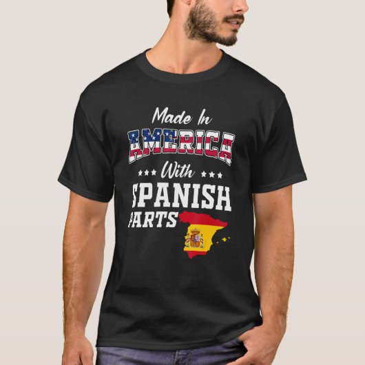 アメリカスペインのパーツスペイン地図アメリカ国旗の祖先 Tシャツ (正面)
