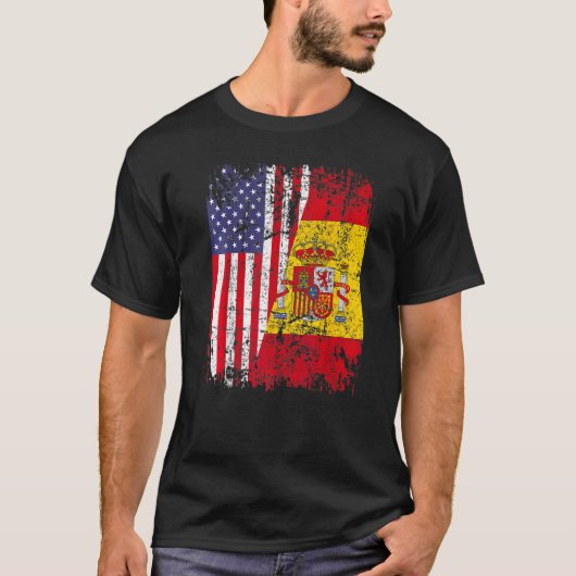 アメリカスペインの国旗スペインUsa Bandera Espana Tシャツ (正面)