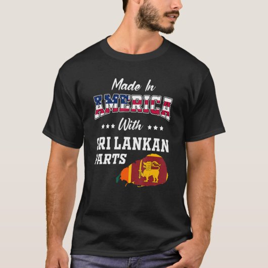 アメリカスリランカ部品スリランカの地図Usa国旗An Tシャツ (正面)