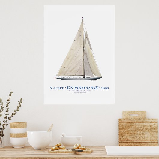 アメリカズカップヨットエンタープライズ1930年トニー・フェルナンデス ポスター (キッチン)