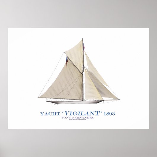 アメリカズカップヨット'警戒',トニー・フェルナンデス ポスター (正面)