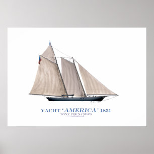 アメリカズカップヨット'america 1851', tony fernandes ポスター