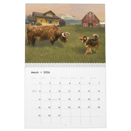 アメリカズファームコリー カレンダー (3月 2026)