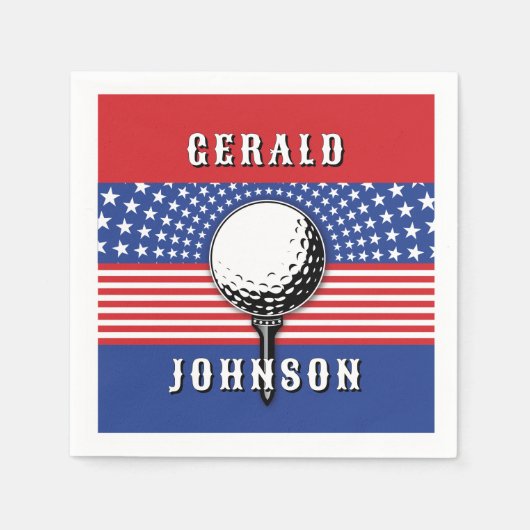アメリカズ愛国的ゴルフデザイン スタンダードカクテルナプキン (正面)