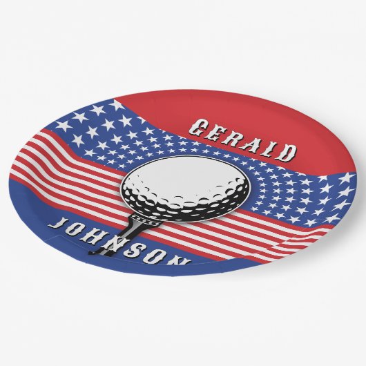 アメリカズ愛国的ゴルフデザイン ペーパープレート (アングル)