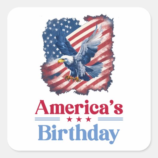 アメリカズ誕生日イーグル スクエアシール (正面)