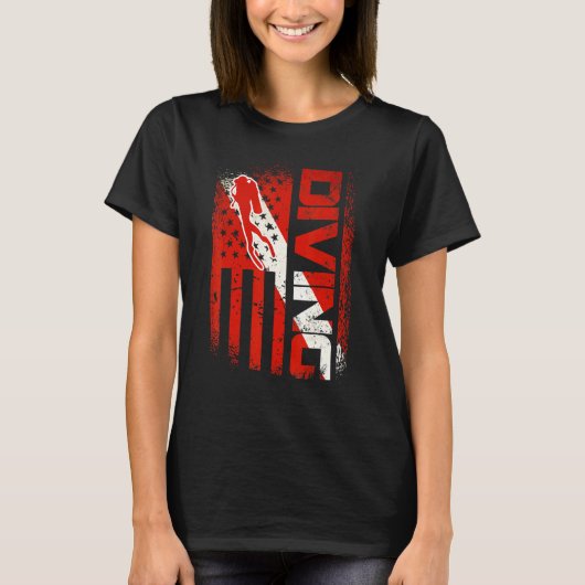 アメリカダイバーダウン州旗アメリカ国旗の降下3 Tシャツ (正面)